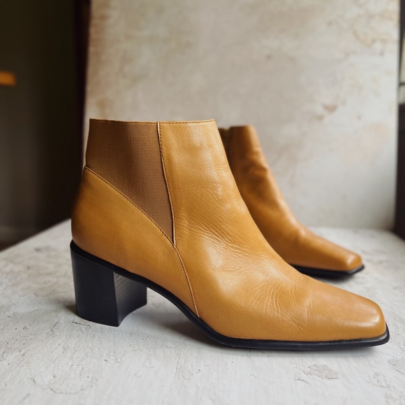 Nicole Shoes - NICOLE Genuine Leather Square Toe Mustard Chelsea Ankle Boot 10